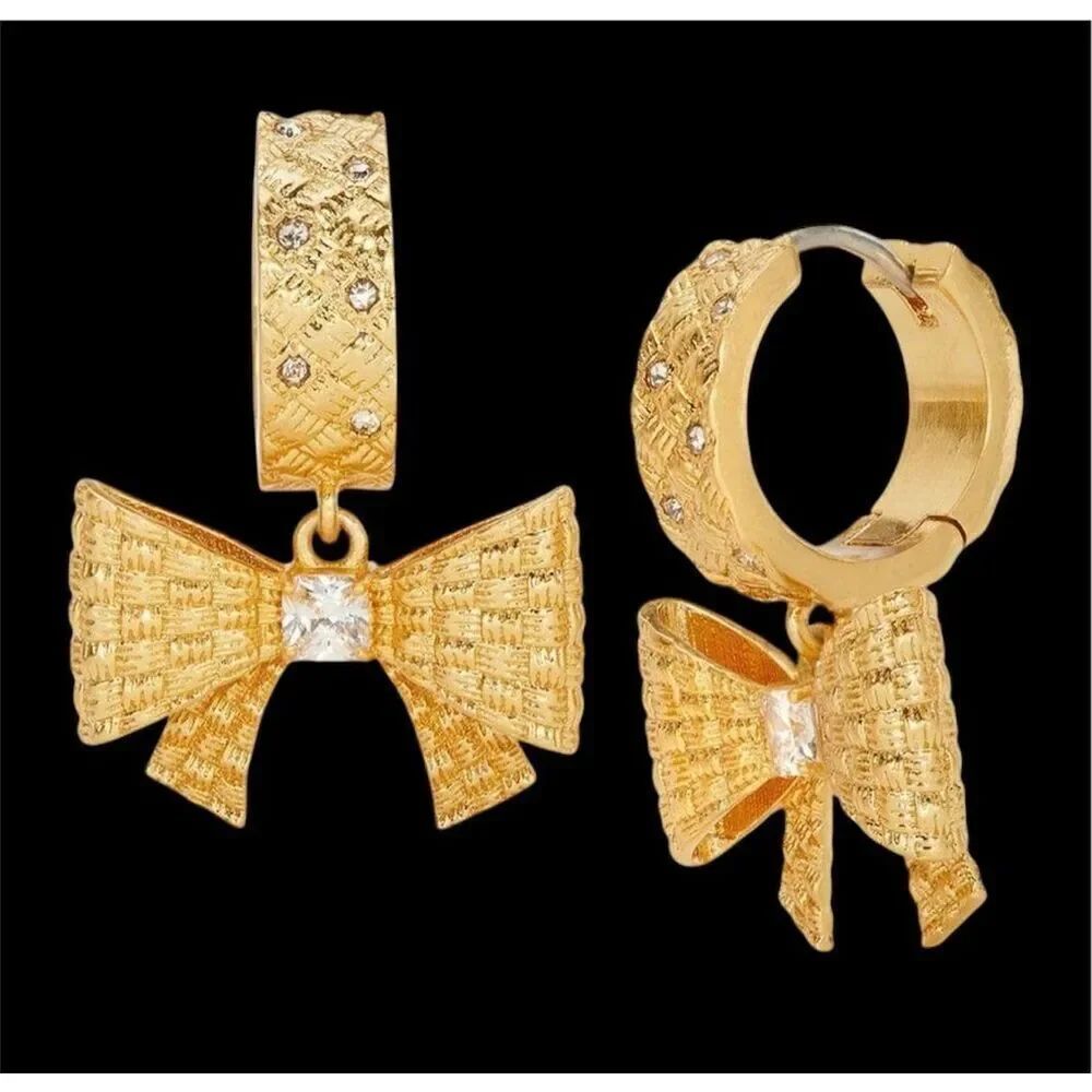 Kate Spade NEW earrings gold huggie bows